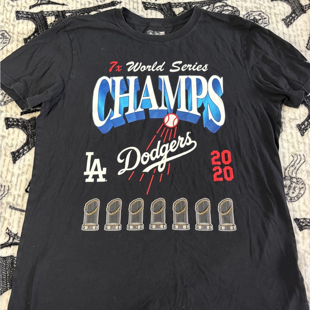 2020 Los Angeles Dodgers World Series Tee Champs Black Size L New Era
